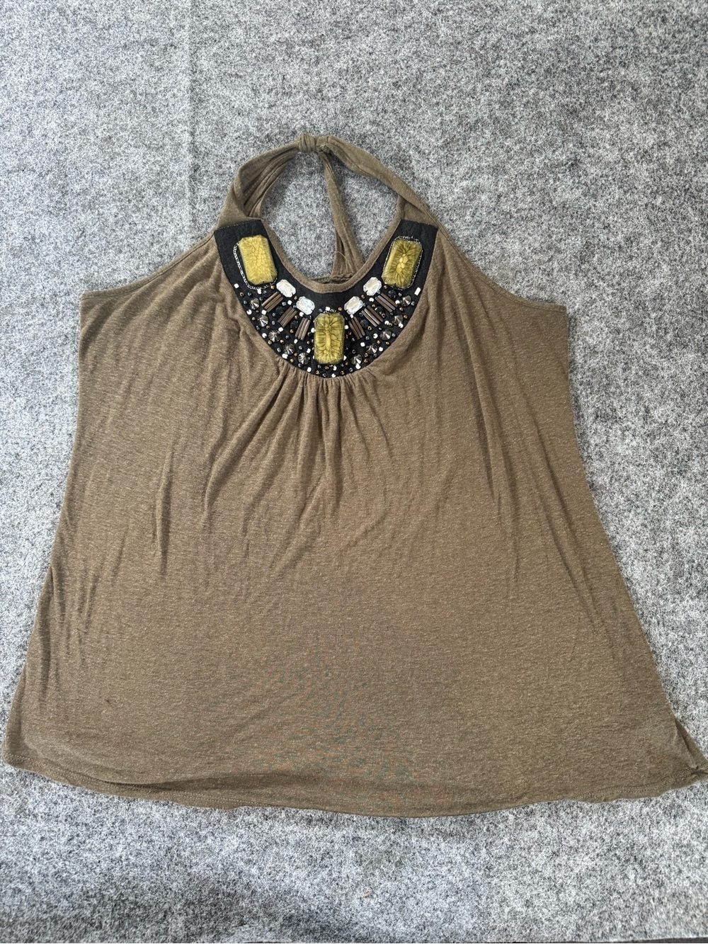 Rue21 Womens XL vintage Embellished Halter Tank Top Beaded Y2K Boho Stretch